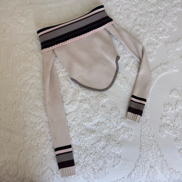 AGAM Off-The-Shoulder Striped Knit Long Sleeve Top - Picture 3 of 7